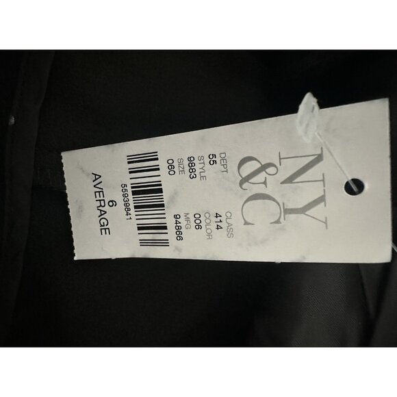 NY&C 7th Design Straight Leg Stretch Waist Black Work Pants Size 6 - Picture 10 of 11